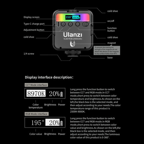 Imagen 8 de 9 de Lámpara Ulanzi De Luz Led Para Videos, Fotos