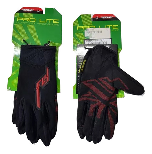 Guantes Fly Pro Lite - Black / Red - Talle Xs / Powertech