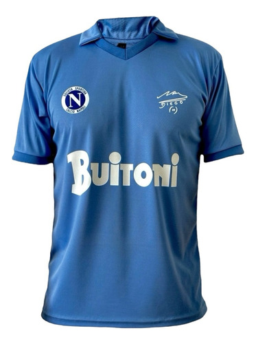  Camiseta Napoli Buitoni Campeon 1985 - 1986 Celeste Retro