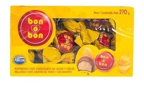 Bon o Bon Bolitas de Chocolate Relleno de Cacahuate Caja 270g 18 piezas