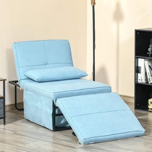 Sofa Cama Individual Plegable Color Azul Marca Homcom