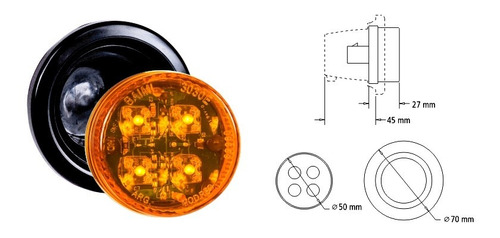 Faro Electronico Redondo Bivoltaje 12v - 24v C/4 Led's Rojo