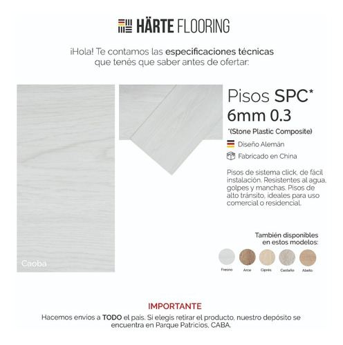 Imagen 3 de 10 de Piso Vinilico Click Spc 6mm 0.3wl X M2 Simil Madera
