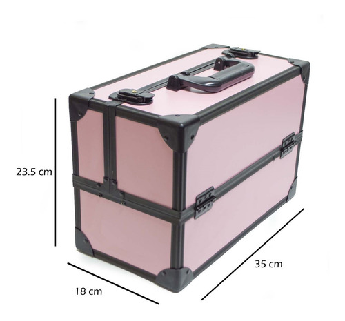 Imagen 1 de 5 de Maletin Con Reparticiones Rosa+negro 35x18x23.5