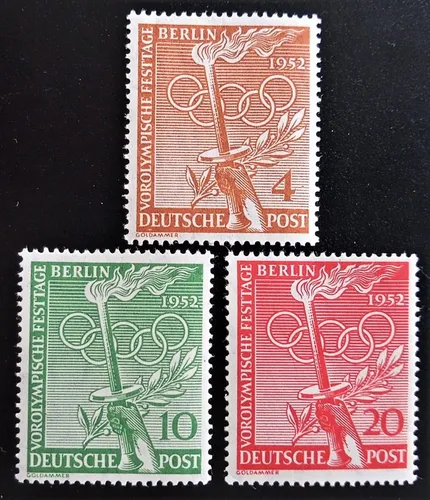 Alemania Berlín, Serie Yv 74-76 Jjoo Helsinki 52 Mint L16822