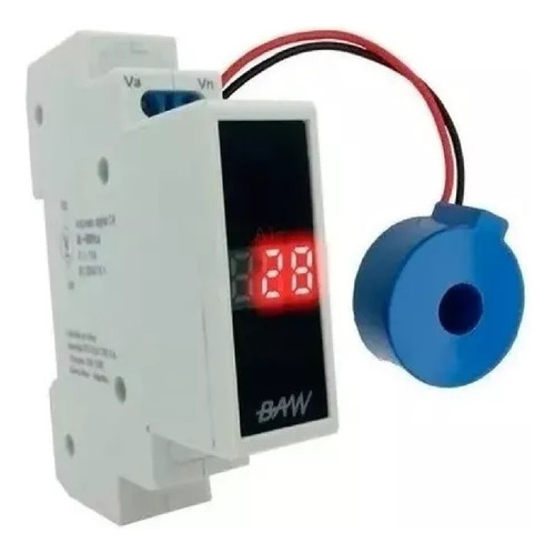 Amperímetro Digital Baw 1 Modulo Din Monofásico 50 Amp 