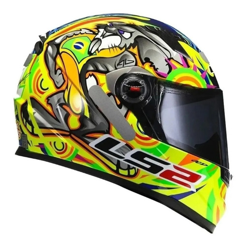 Imagem 4 de 6 de Capacete Fechado Ls2 Ff358 Alex Barros Amarelo Brasil Coelho