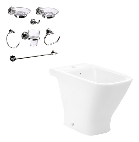 Combo Baño Bidet Roca The Gap + Accesorios Aqualaf 7 Piezas