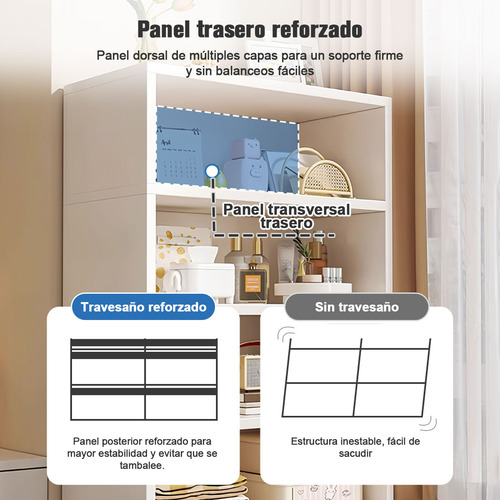 Estante Librero Madera Modernos 4 Capas Para Almacenamiento Blanco