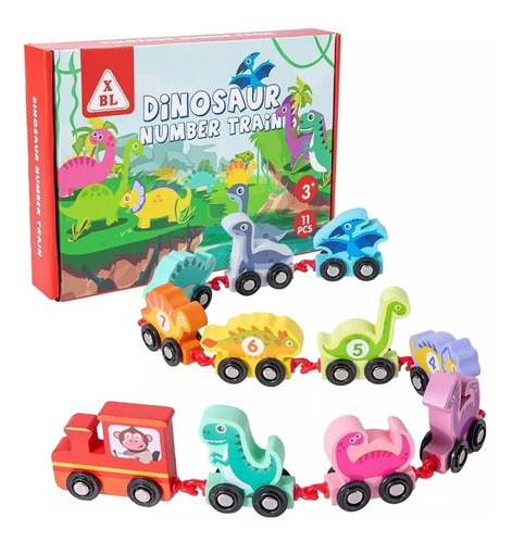 Tren De Dinosaurio Madera Con Números Montessori Ltf Shop 
