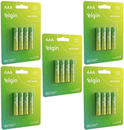 Pilha Alcalina Aaa Elgin Kit Com 20 Unidades