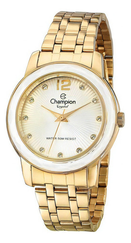 Relógio Feminino Champion Cn27223w Dourado + Colar