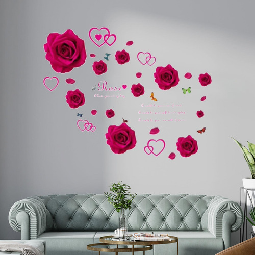 Hermosa Calcomanía De Pared, Calcomanías De Rosas Rojas