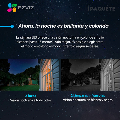 Kit 3 Cámaras Seguridad Ezviz Exterior Wifi Batería 2k+128gb