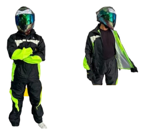 Impermeable Moto Gran Visibilidad Neon 2 Piezas Con Cachucha