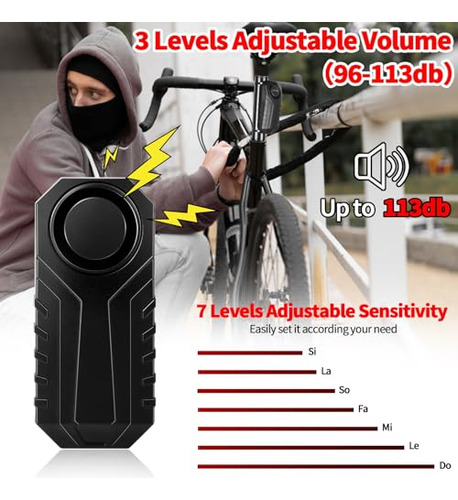 Alarma Antirrobo Para Bicicleta De 113 Db Con Control Remoto