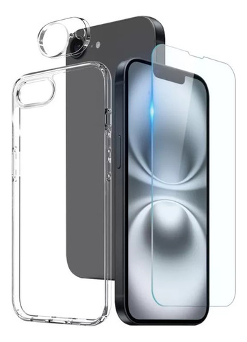 W Funda De Tpu + Protector De Pantalla Y Lente For iPhone 16e