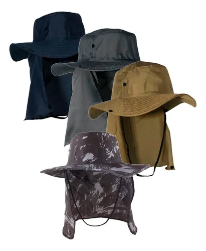 Kit Chapéu Pescador 3un. Camping Sol Pesca Proteção Nuca Uv