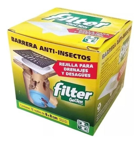 Filtros Para Rejilla Anti Insectos 8 X 8 Cms. 12 Unidades