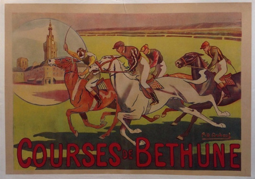 Hipódromo Bethune Francia - Afiche 1900 - Lámina 45x30 Cm.