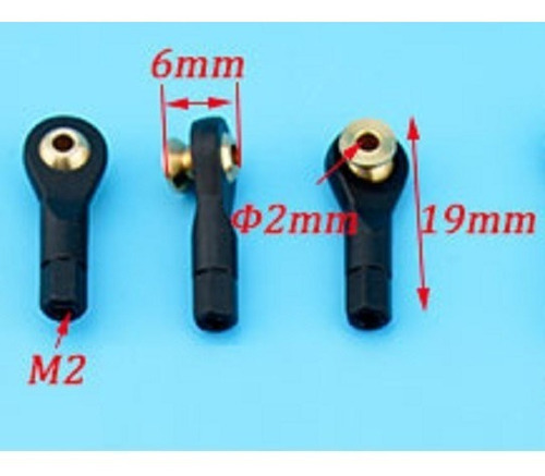 6x Ball Joints Link M2 Rod End 2mm Eixo / 19mm Comprimento