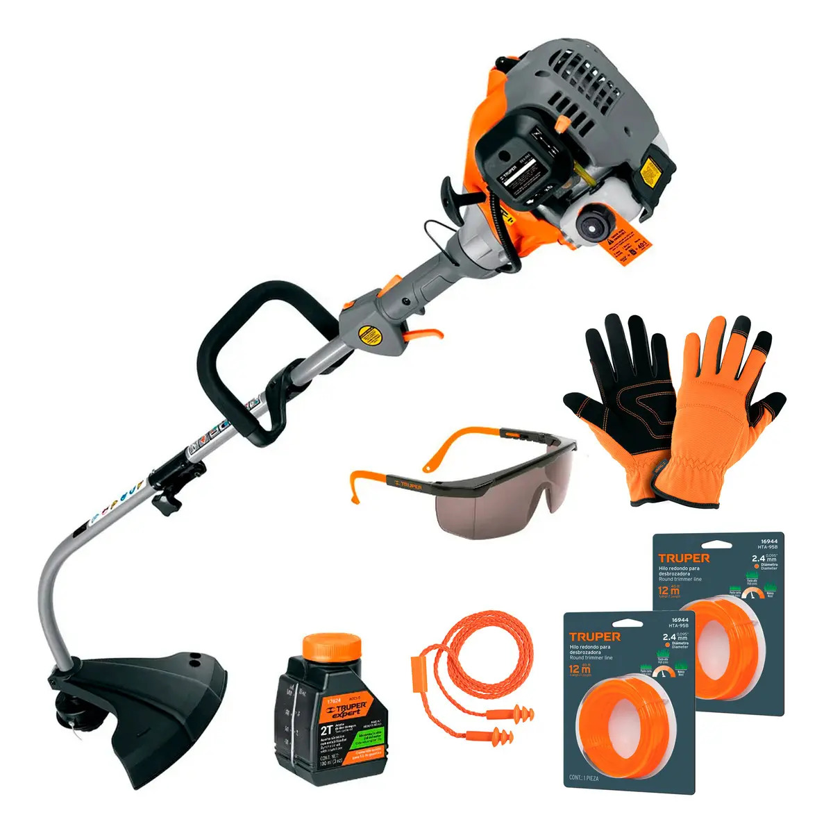 Desbrozadora de césped Truper KIT-DES-1 color naranja y gris
