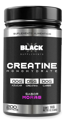 Black Supplements Creatina Monohidratada 1kg 200 Servs Moras