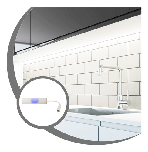Lampara Luz Led Aluminio Alacena Cocina Dimmer Touch Medidas 100 Cm - Luz Blanca Cálida