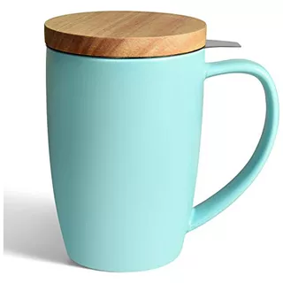 Taza De Cerámica Té De Infusión Y Tapa 16 Oz Hoja Su...