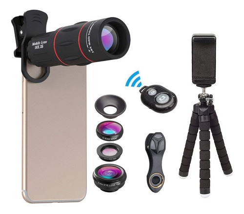 Kit Super Luneta Zoom 18x C/ Tripé + Controle Bt + 3 Lentes