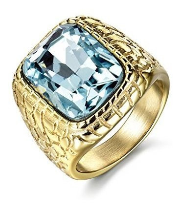 Anillo Para Hombre En Acero Inoxidable Talla 12 Color Azul