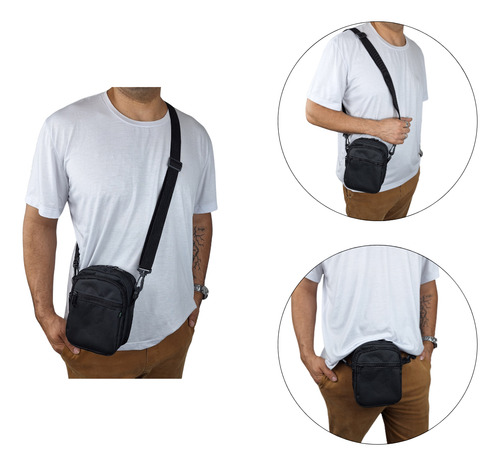 Shoulder Bag Mini Bolsa Pochete Necessaire Art Mania 20 Pçs Cor Preto Correia De Ombro Preto Desenho Do Tecido Liso