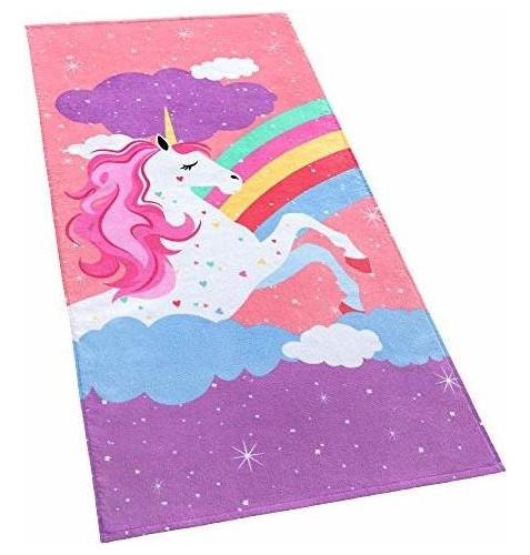 Toalla De A De Terciopelo Con Diseño De Unicornio Arco...