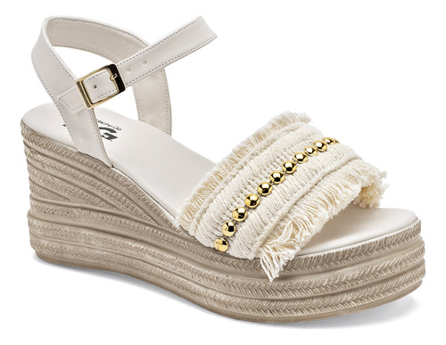 Hg Sandalia Para Mujer Blanco Dorado Cod 132294-e