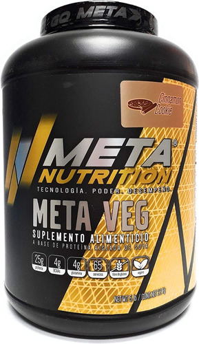 Meta Nutrition Meta Veg - Proteina De Soya - 5 Lb - 2.2 Kg - Sabor Cinnamon Cookie