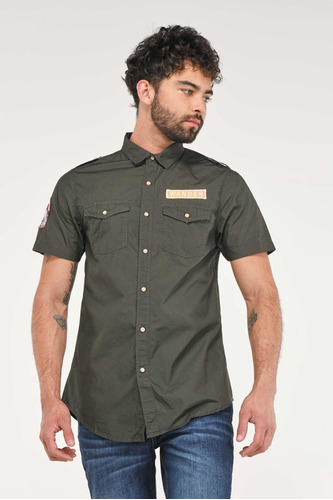 Camisa Koaj Azaft Con Parches Militar Sport Collar M/c 2/19