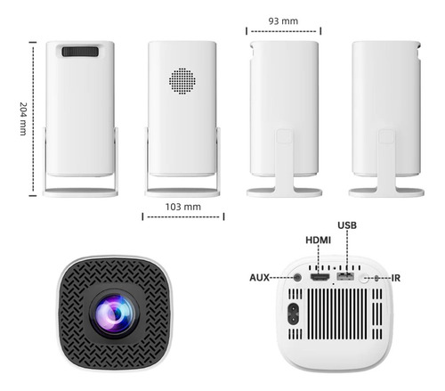 Proyector Inteligente Portátil 4k Hd Con Android 11, Wifi 6 Y Bluetooth, Ideal Para Cine En Casa, Oficina Y Actividades Al Aire Libre, Incluye 2 Mandos De Juego Y Más De 35,000+ Juegos