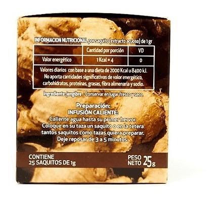 Imagen 3 de 3 de Té De Jengibre Hierbas Del Oasis Pack X 3 Cajas