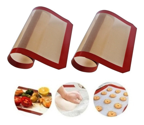 Pack X2 Placa Silicona Plancha Con Malla Antiadherente Horno