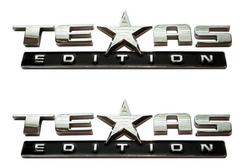 Emblema Texas Edition Cromado/preto 2 Unid Adesivo P/ Pickup