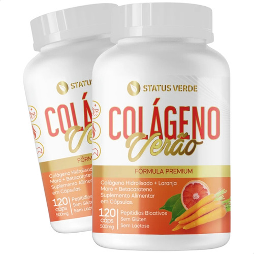 2 Potes Colágeno Verão Formula Premium - Kit 240 Cápsulas Sabor