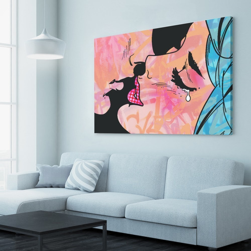 Imagen 1 de 9 de Cuadro-beso Despedida-decorativo-moderno-ultra Hd 100x70cm.