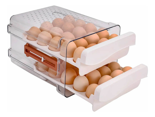 Huevera Cajon Organizador Contenedor 2 Pisos Para 32 Huevos Porta Huevo Para Heladera Y Cocina Apilable Transparente
