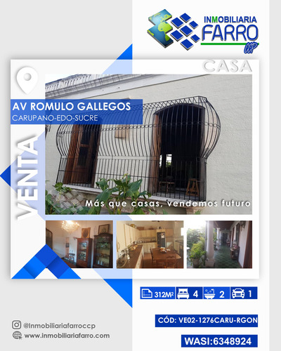 Se Vende Casa En Carupano Estado Sucre Ve02-1276caru-rgon
