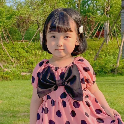 Peruca Infantil Bob Preto Com Franja