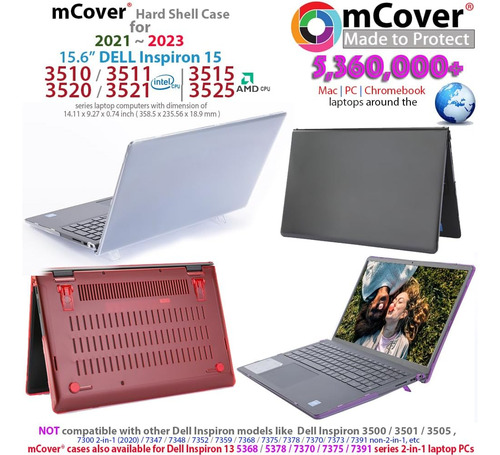 Funda Mcover De Policarbonato Para Dell Inspiron 15.6 , Azul