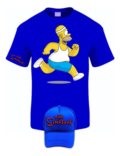 Camiseta Manga Corta Homero Simpson Fitness Obsequio Gorra 