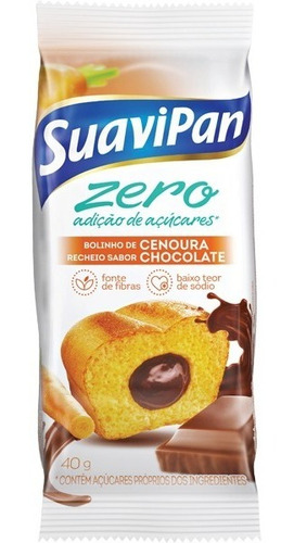 Mini Bolo Zero De Cenoura Com Recheio Chocolate Suavipan 40g