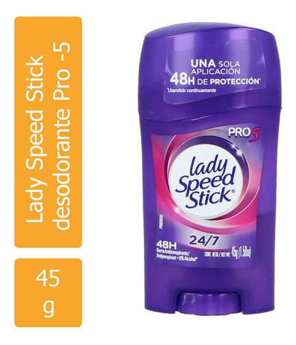 Lady Speed Stick Desodorante Pro -5 Barra Con 45 G