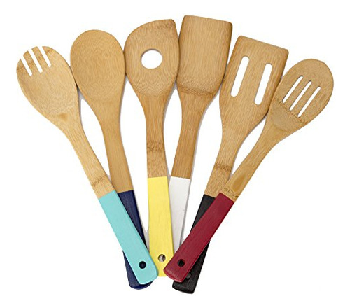 Set De Utensilios De Cocina De Bambú Home Basics Con Mangos